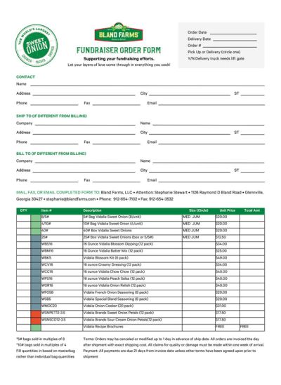 Fundraiser Order Form