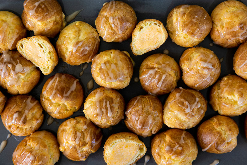 Sweet Potato Cream Puffs with Cinnamon Drizzle