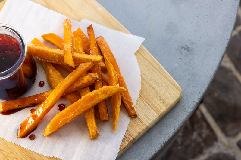 Sweet Potato Fries with Strawberry Jalapeño Jam