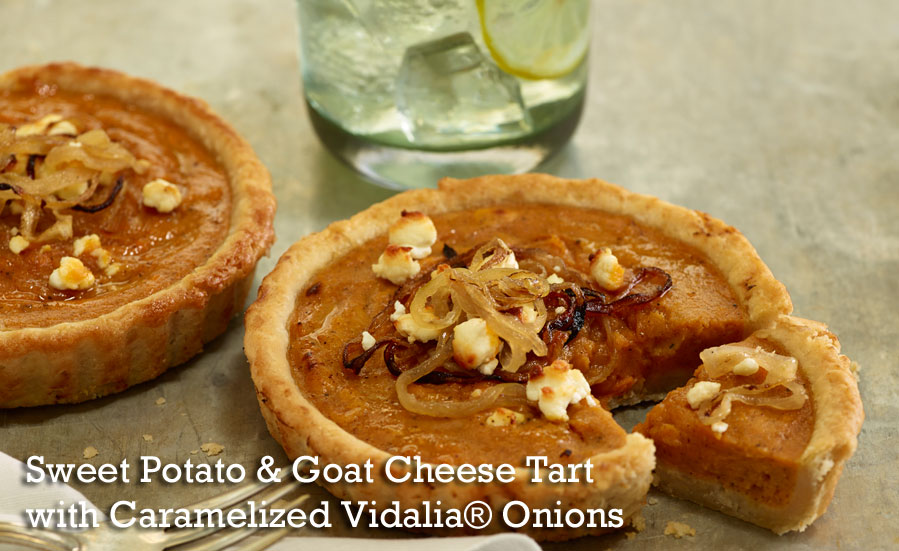 Sweet Potato and Goat Cheese Tart with Caramelized Vidalia Onions