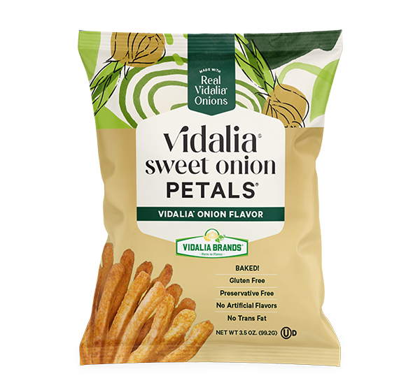 Baked, gluten-free Vidalia Brands Sweet Onion Petals in the original Vidalia Onion Flavor.
